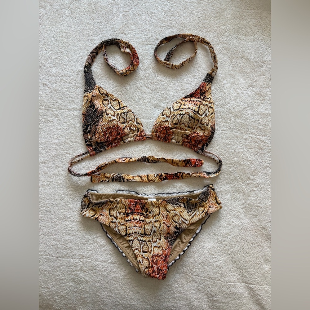 Luli Fama Shimmering Gold Skins Bikini